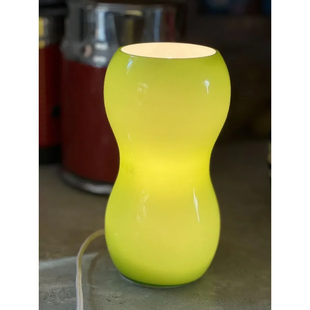 RARE VTG IKEA Kvintant Green Handmade Glass Hourglass Lamp Size 8.25